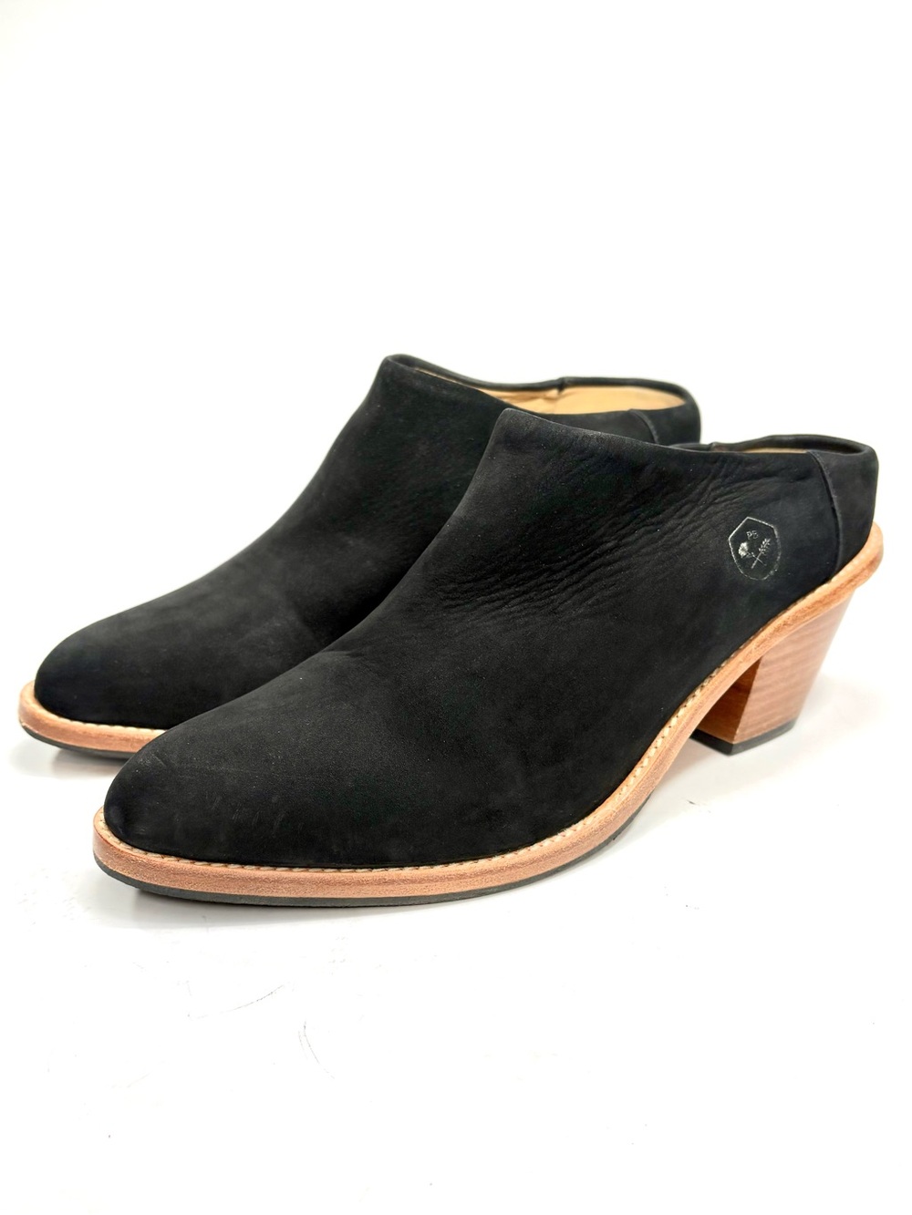 Poppy Barley Black Suede "The Heeled Mule" | 8.5
